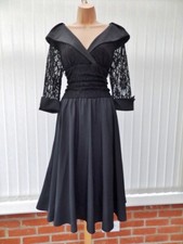 ELIZA J BLACK LACE SATIN 50'S NEW YORK COCKTAIL MIDI DRESS 18 (16) £150 ONCE