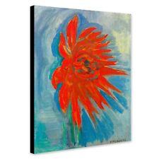 Red Chrysanthemum on Blue