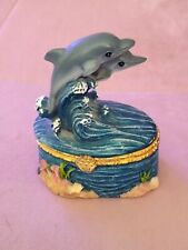 PAIR LEAPING DOLPHINS TRINKET BOX REGENCY FINE ARTS