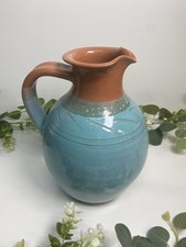 Emira Pottery Handmade Glazed hand painted Terracotta Jug 27cm high 