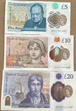 £5, £10 & £20  POUND NEW