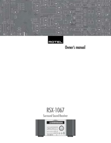 Rotel rsx 1067 receiver owners - rotel,