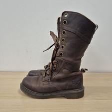 Dr Martens Triumph Aimilita Brown Leather 12 Hole Fur Trim Fold Down Boots Uk 6