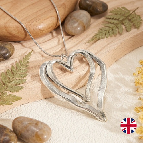 Chunky double heart necklace - chunky,