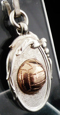 Sterling Silver Gold Football Pocket Watch Fob Medal, Thomas James Skelton 1942