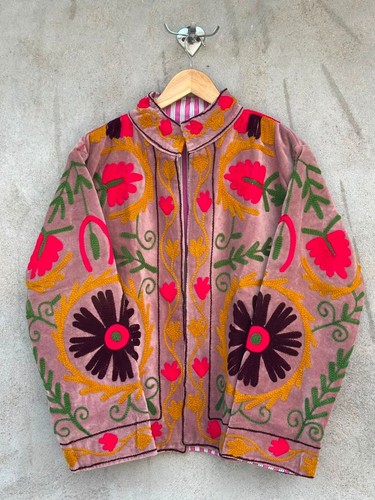 Peach velvet suzani - peach,