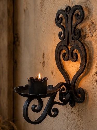 Black wrought iron single - black,