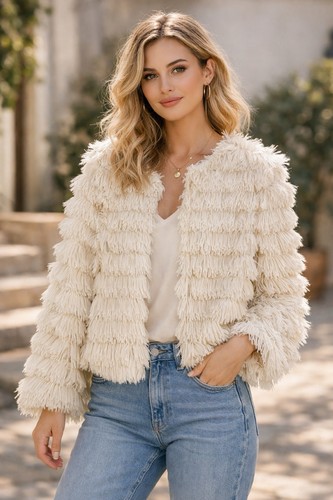 She sky shaggy fringe jacket - shaggy,