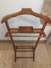 Vintage Mid Century Valet Butler Stand, Solid Walnut Wood Suit Hanger