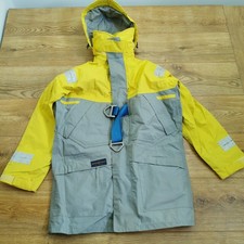 Henri Lloyds Sailing Jacket Mens S Small Grey Yellow Waterproof Made UK Yachting