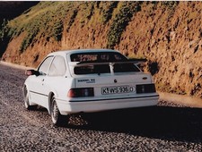 FORD SIERRA RS COSWORTH, ON GERMAN NUMBER PLATES, COLOR DIGITAL PHOTOGRAPH.
