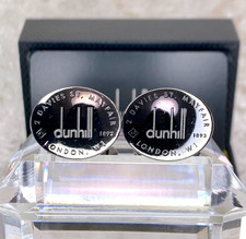Dunhill Cufflinks Black Metal Oval with Case