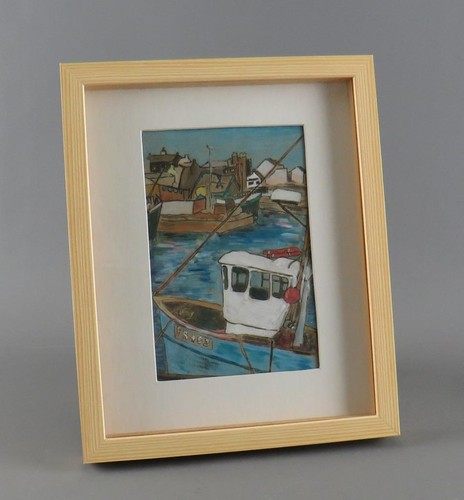 Small original painting boats - original,