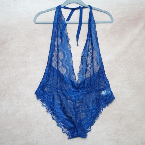 Blue lace halter - blue,