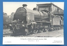 N CLASS 31830 AT EXMOUTH JUNCTION 1962.JV PRINT BLANK BACK CARD SIZE 10 x 15cms