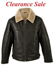 Men Cockpit RAF B3 WW11 Biker Aviator Brown Bomber Real Faux Fur Military Jacket