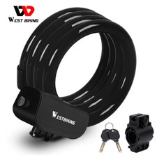 WEST BIKING Anti-theft Bike Bicycle Security Lock Steel Cable Lock 2 Keys Black