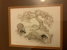 limited edition by peter hicks badgers Embossed in frame