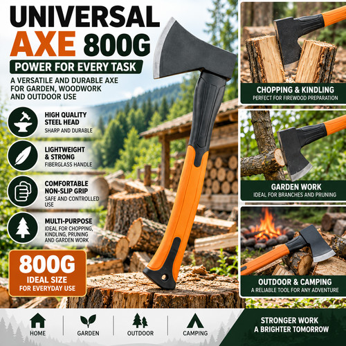 Axe 800g fibreglass heavy duty - fibreglass,