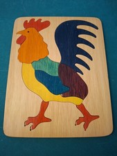 Rare Vintage George Luck Cockerell Rooster Wooden Jigsaw Puzzle Complete