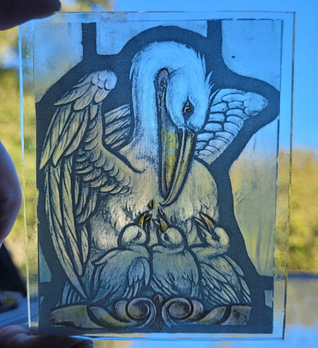 Stained glass piety pelican - piety, &