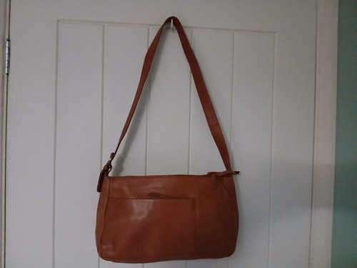 Tan leather handbag with - tan,