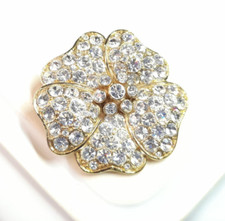 Vintage MONET Rhinestone Flower Brooc: Gold Tone Costume Jewellery