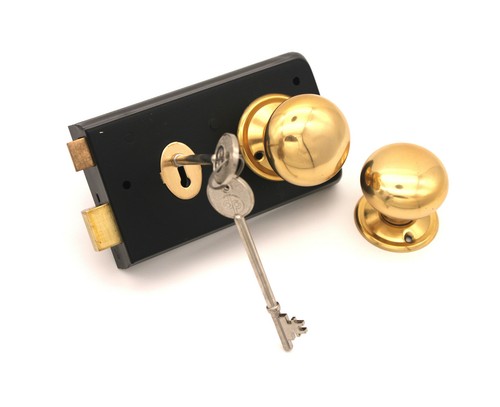 Victorian black door - door, lock