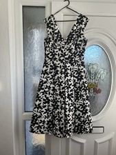 Dickins  & jones Black white Tea Dress Vintage retro 50s UK 10 Fully Lined