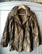 Bernard Ruben Womens Genuine Chevron Real Fur Coat