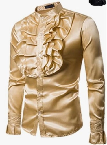 Men gold satin ruffle - ruffle, front