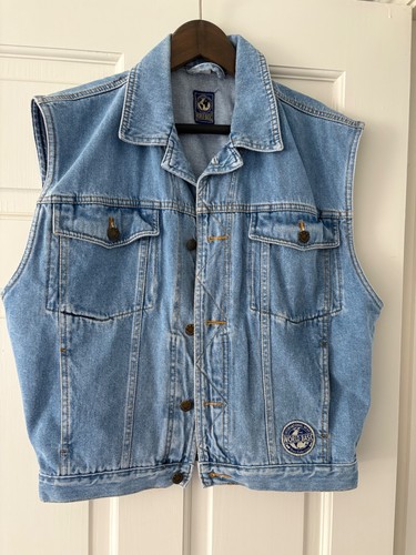 Vintage blue denim sleeveless - blue,