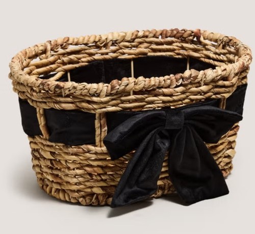 Christmas black bow wicker - christmas,