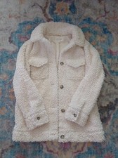 Per Una M&S White Cream Teddy Sherpa Fleece Jacket Shacket Size 8