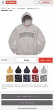 Supreme Hoodie Jumper Glitter Arc New/Deadstock size XL Grey