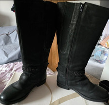 Evans Black Knee High Leather