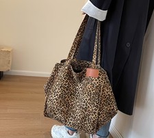 Canvas Leopard Print Bag Tote