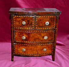 Antique Victorian Scratch Built Miniature Figured Walnut Bow Fronted Drawers