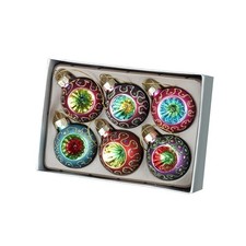 Set of 6 Colourful Traditional Baubles by Heaven Sends Vintage Design with Twine