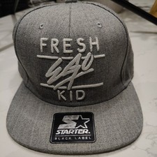 Starter Black Label Fresh Ego Kid Snapback Hat Grey White Logo Adjustable Cap