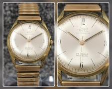 Vintage Porta Automatic 25 Jewels Watch Round Champagne Dial Expanding Bracelet