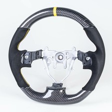 Flat Bottom Carbon Suede Yellow Steering Wheel For Subaru Impreza WRX / STI