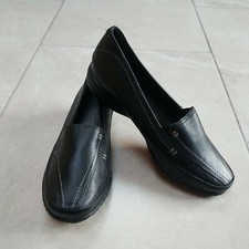 Black Footglove Leather Shoes original wider fit Black Slip on Flat Wide UK 4