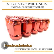 Red Alloy Wheel Nuts (20) 12x1.25 Bolts Tapered For Suzuki Carry [Mk10] 99-13