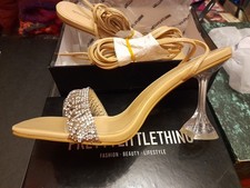 Nude Diamanté Cake Stand Heel Gladiator Party Sandals Size 7 New In Box