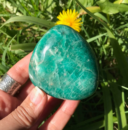Stunning green amazonite - green, palm