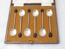 SET OF 6 SOLLID STERLING SILVER COFFEE BEAN SPOON SHEFF 1923 COOPER BROS CASED