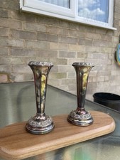 Two Vintage Silver Plated Bud Vases, Posy Holder