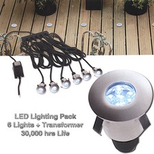 6 X 40mm BLUE LED DECKING LIGHT KIT AURORA COMMERCIAL GRADE HEAVY DUTY INC CABLE