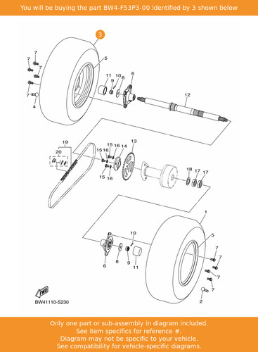 Yamaha tire bw4 f53p3 - yamaha, bw4-f53p3-00